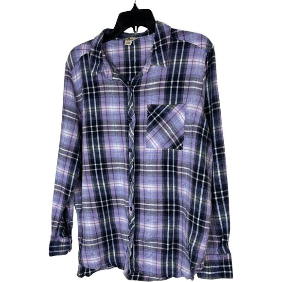 Woolrich Plaid Flannel Shirt XXL Purple Black Long Sleeve 100% Cotton - Picture 9 of 14